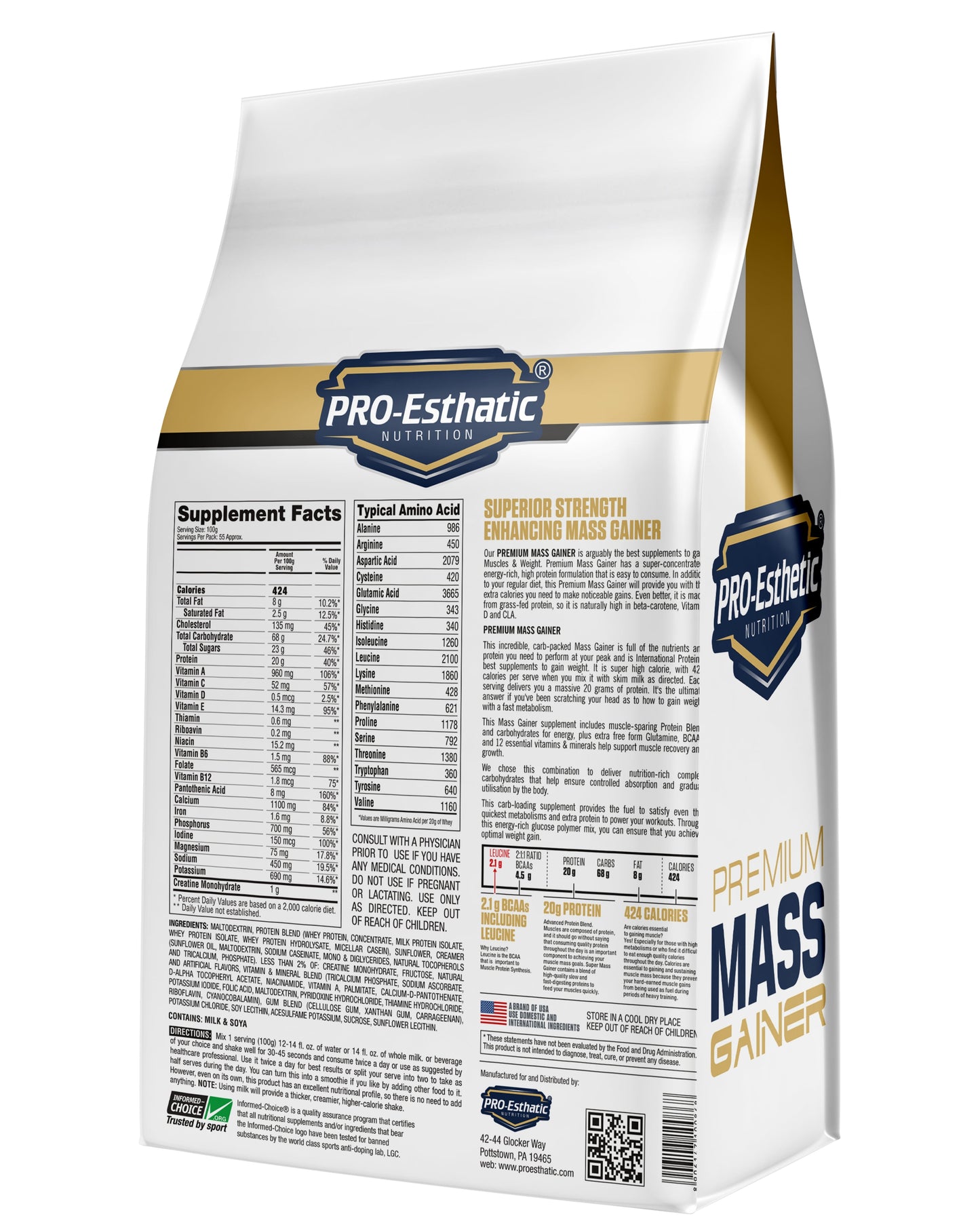 Pro Esthatic Premium Mass Gainer 12lbs (5.44kg)