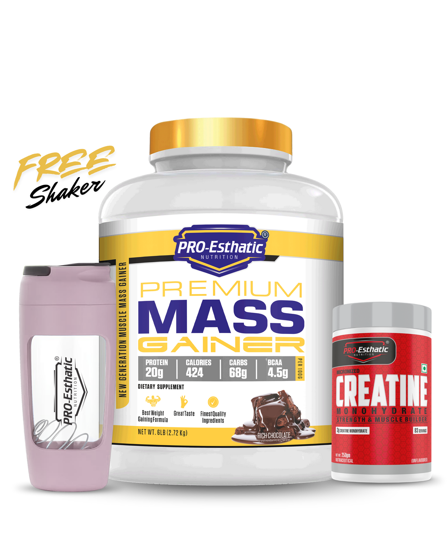 Pro Esthatic Premium Mass Gainer 6lb and Creatine Monohydrate 250gm