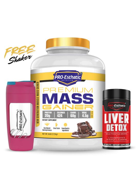 Pro Esthatic Premium Mass Gainer 6lb with Liver Detox 90 Tablets
