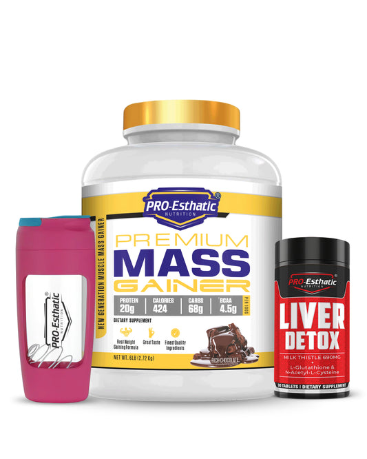 Pro Esthatic Premium Mass Gainer 6lb with Liver Detox 90 Tablets