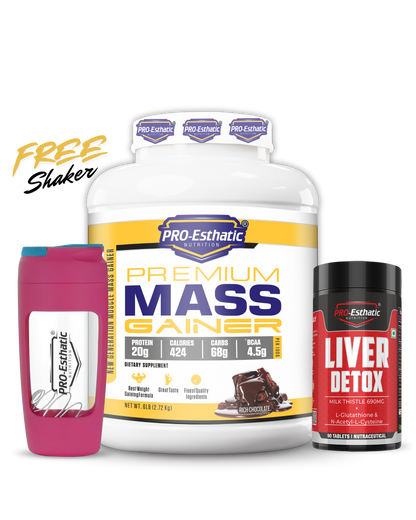 Pro Esthatic Premium Mass Gainer 6lb with Liver Detox 90 Tablets