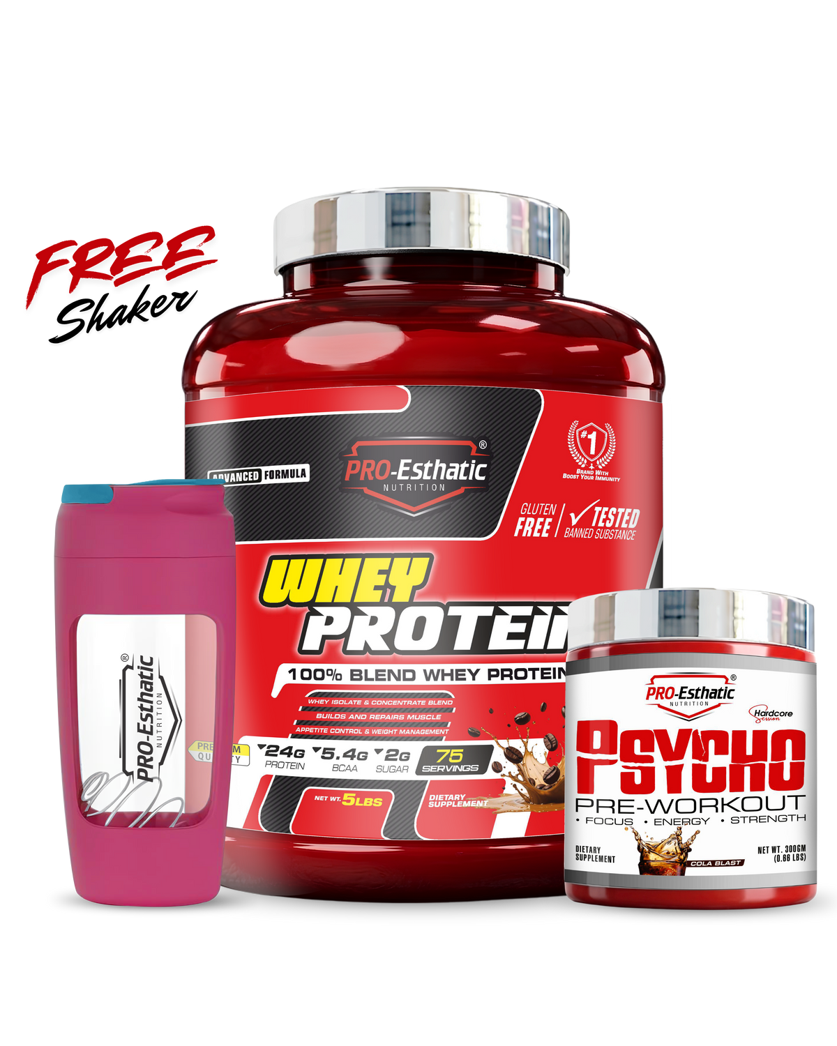 Pro Esthatic Whey Protein 5lbs and Psycho Pre-Workout