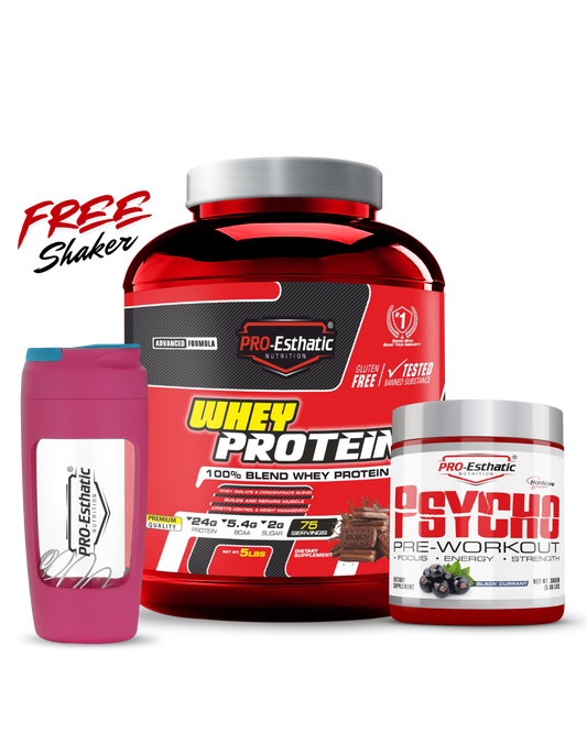 Pro Esthatic Whey Protein 5lbs and Psycho Pre-Workout 40 Servings
