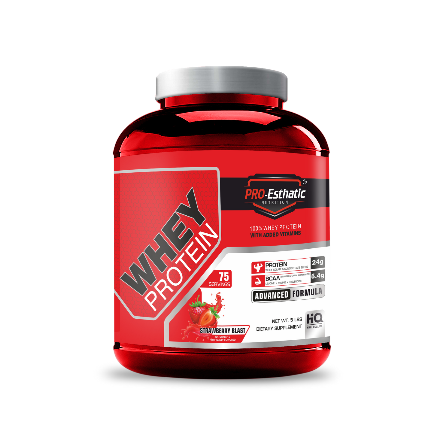 Pro Esthatic Whey Protein 5lbs with L-ARGININE, 1500mg