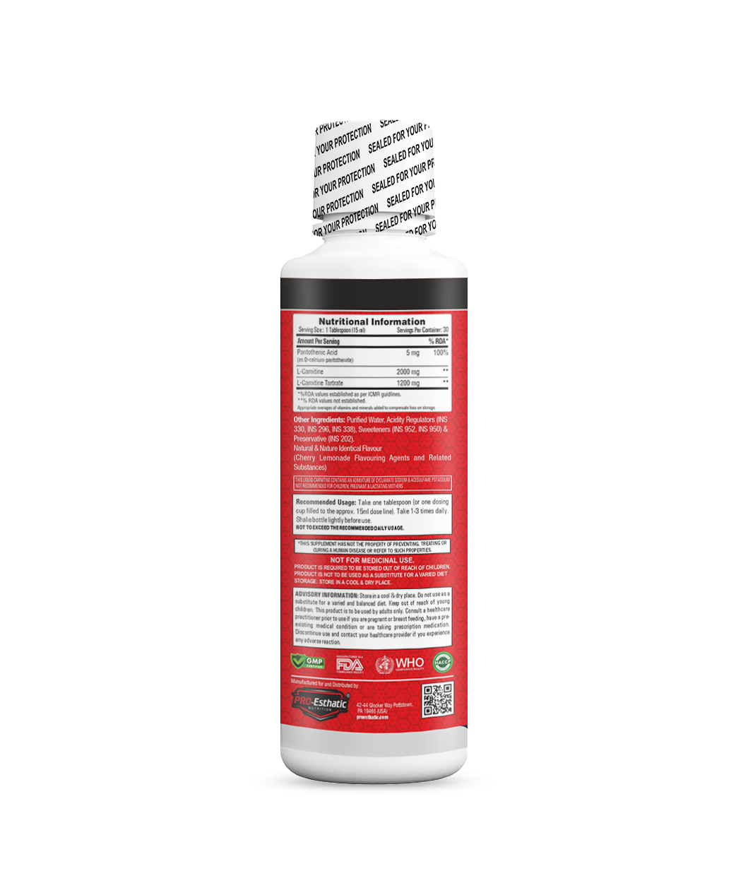 Pro Esthatic L-Carnitine 3200mg Liquid (450ml | 30 Servings)