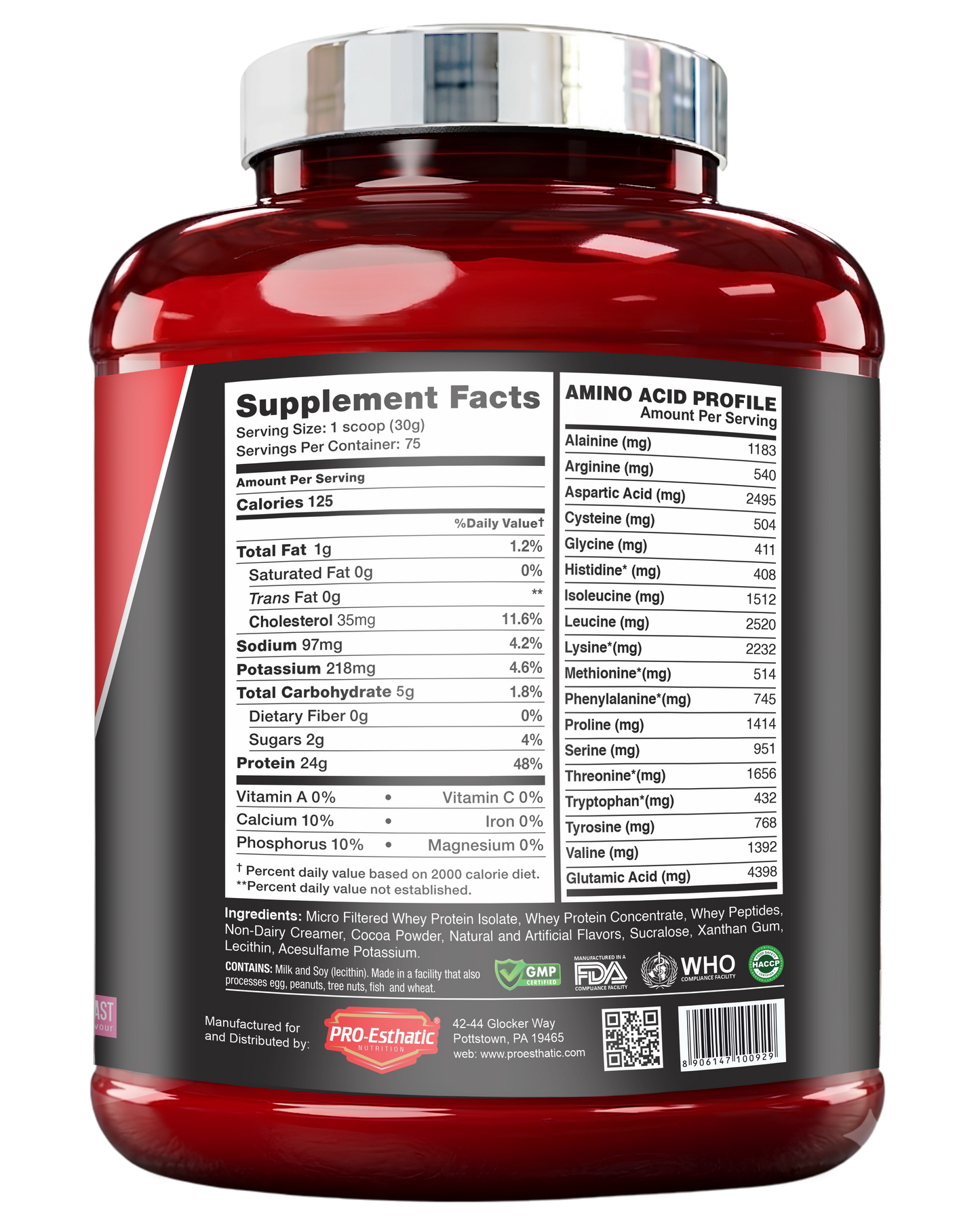 Pro Esthatic Whey Protein 5lbs with L-ARGININE, 1500mg