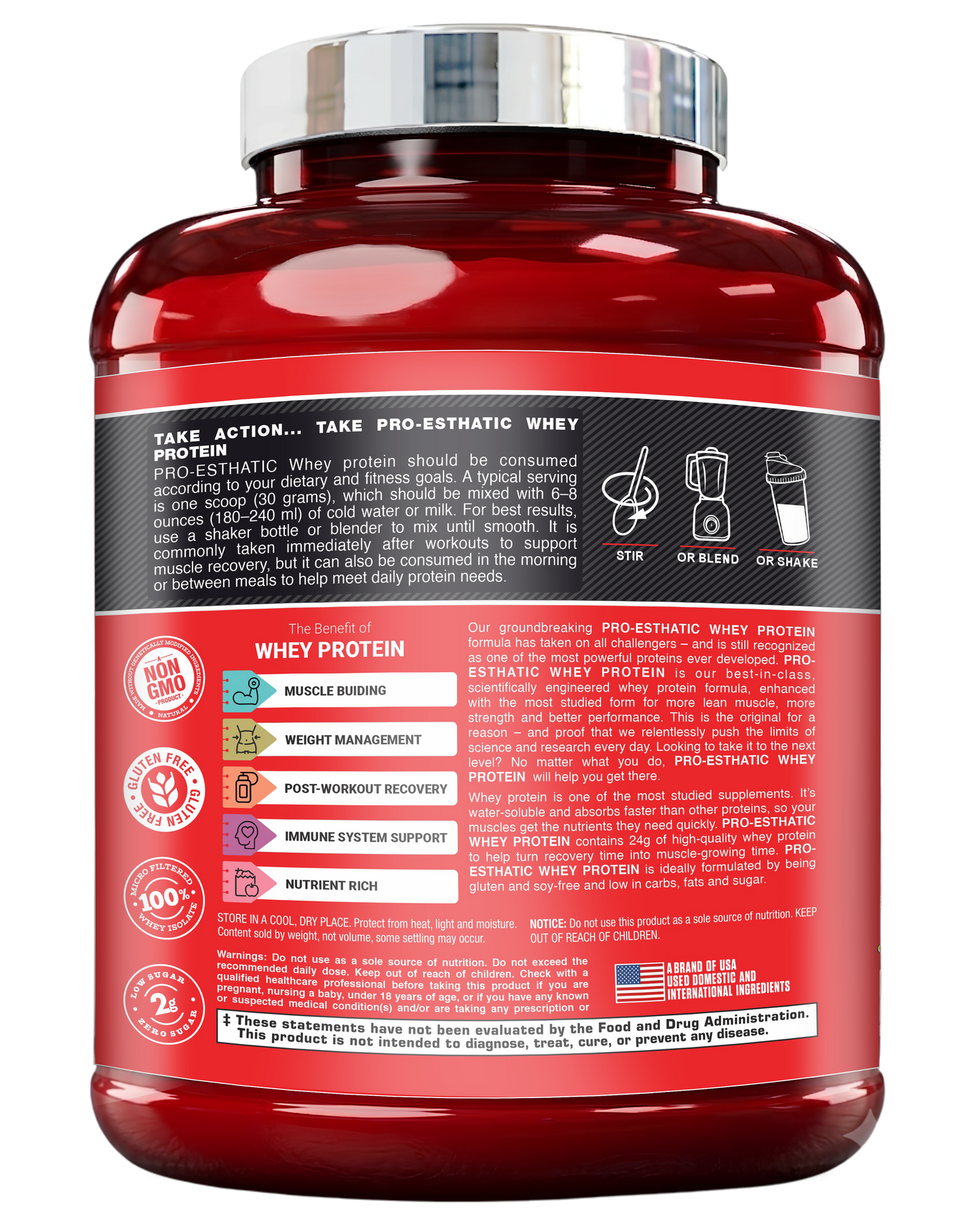 Pro Esthatic Whey Protein 5lbs with L-ARGININE, 1500mg