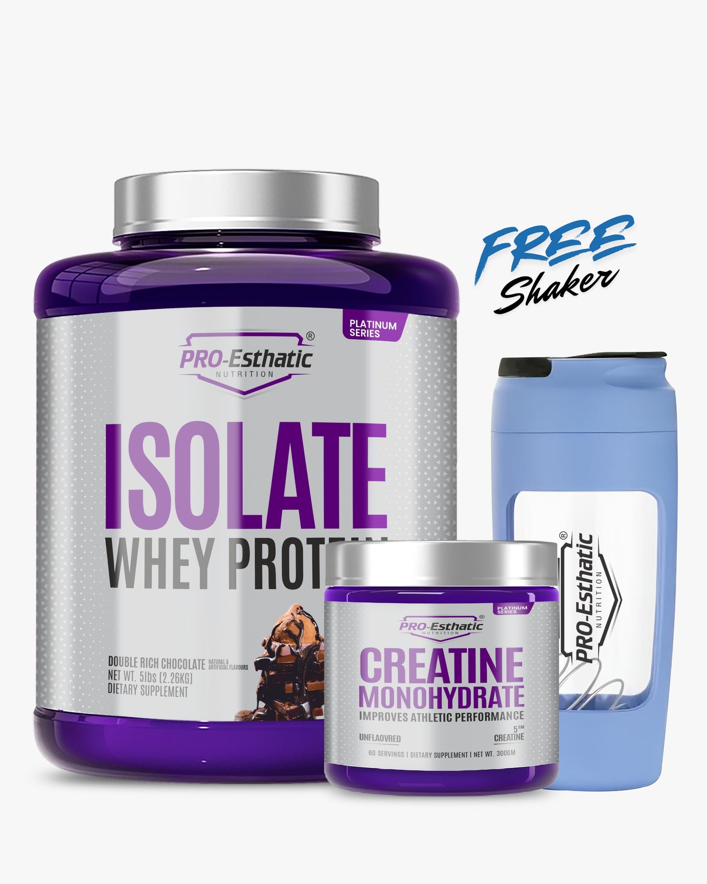 Pro Esthatic Isolate Whey Protein Platinum series 2.26Kg and Creatine Monohydrate Unflavored 300gm