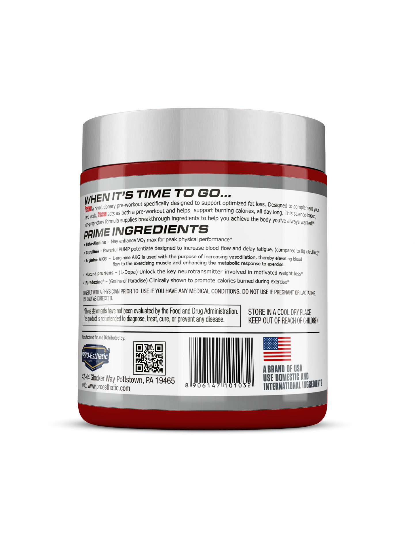 Pro Esthatic Psycho Pre-Workout 0.66lbs (300gm) 40 Servings