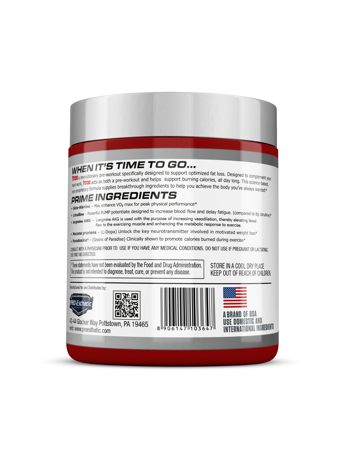 Pro Esthatic Psycho Pre-Workout 0.66lbs (300gm) 40 Servings