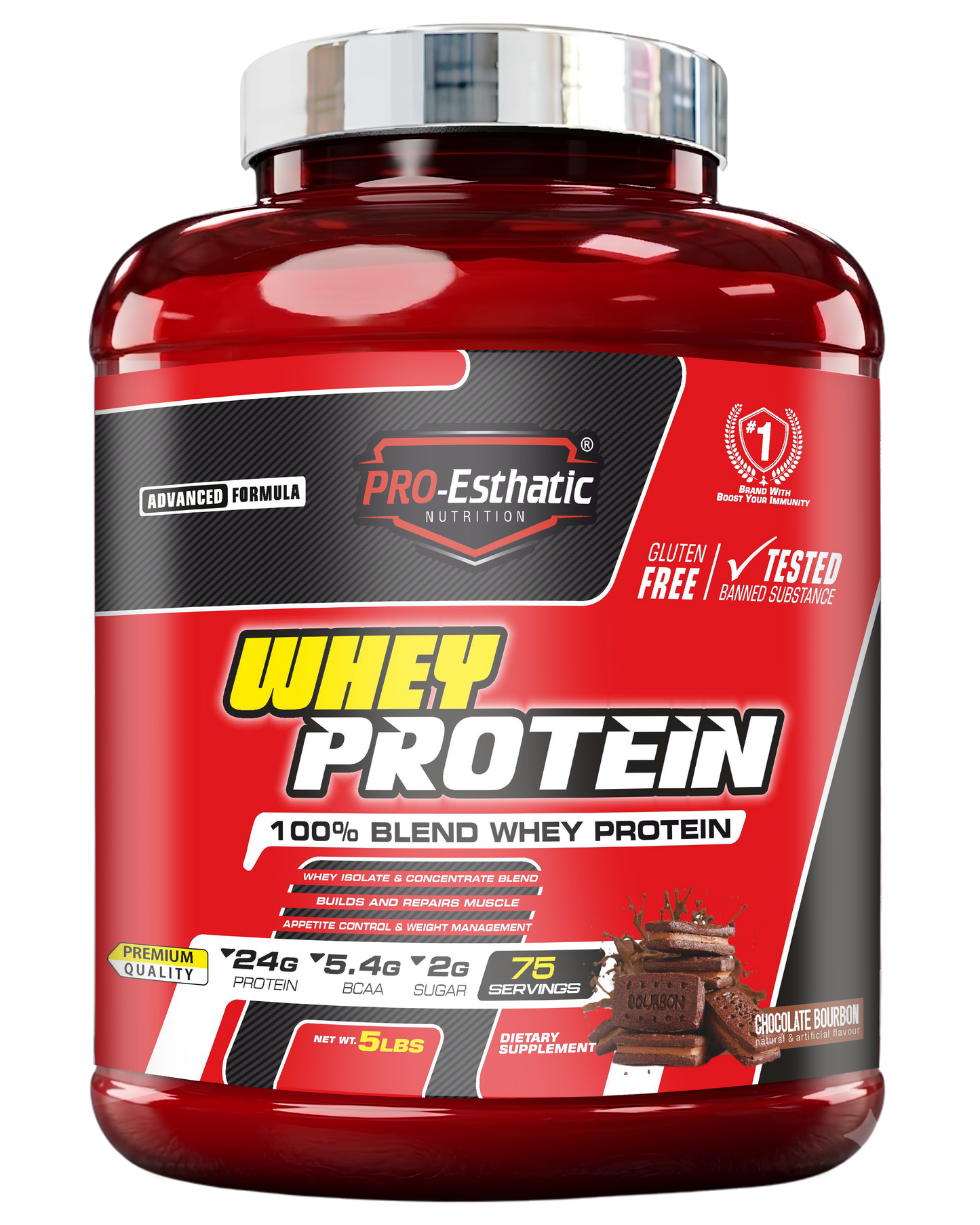 Pro Esthatic Whey Protein 5lbs with L-ARGININE, 1500mg