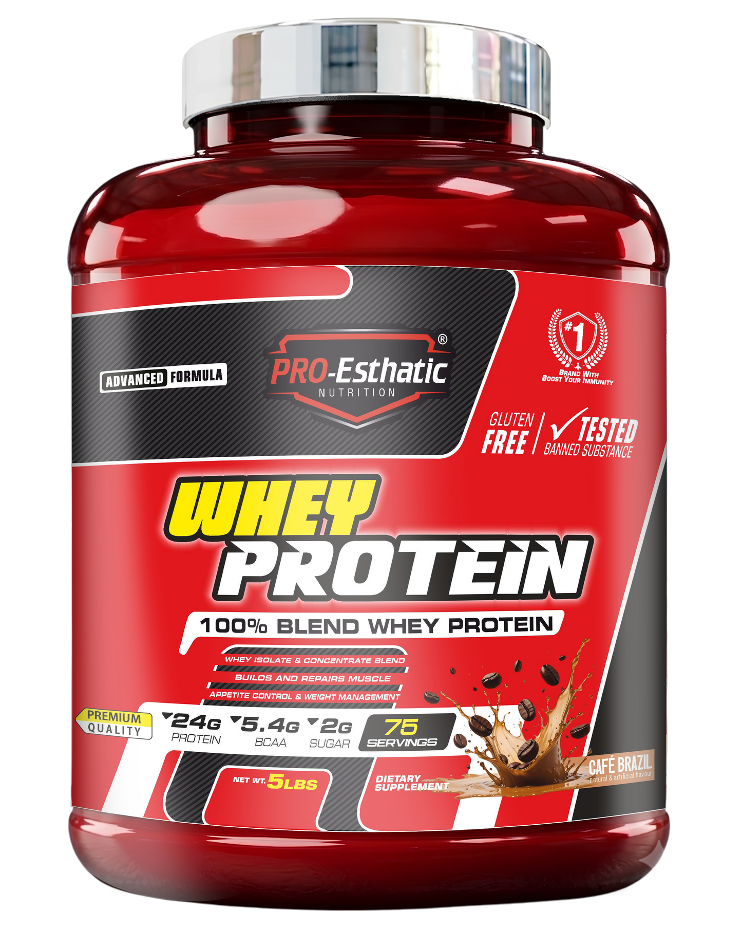 Pro Esthatic Whey Protein 5lbs with L-ARGININE, 1500mg