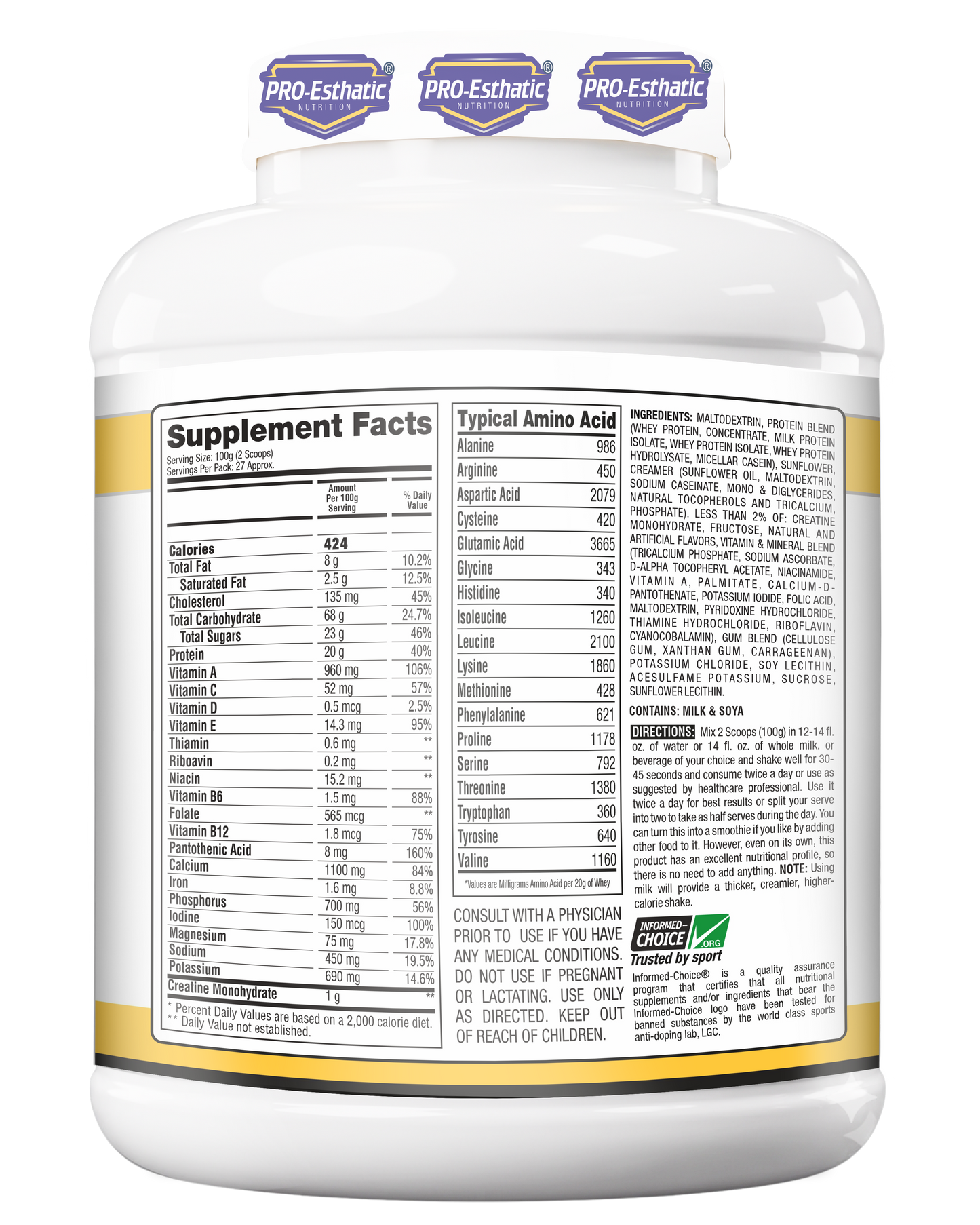 Pro Esthatic Premium Mass Gainer 6lb with Liver Detox 90 Tablets