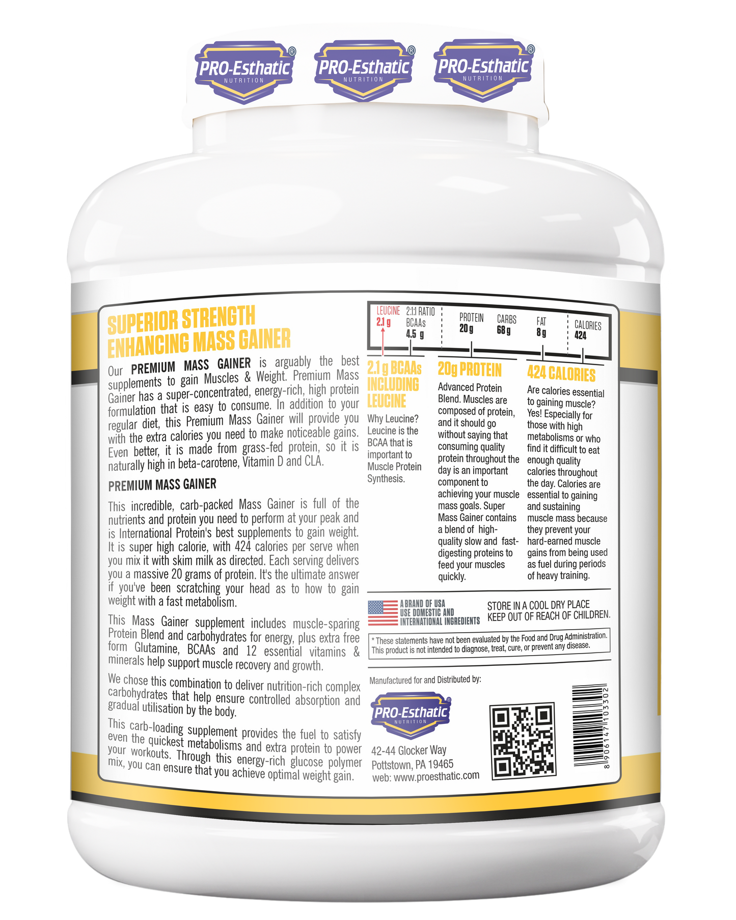 Pro Esthatic Premium Mass Gainer 6lb with Liver Detox 90 Tablets